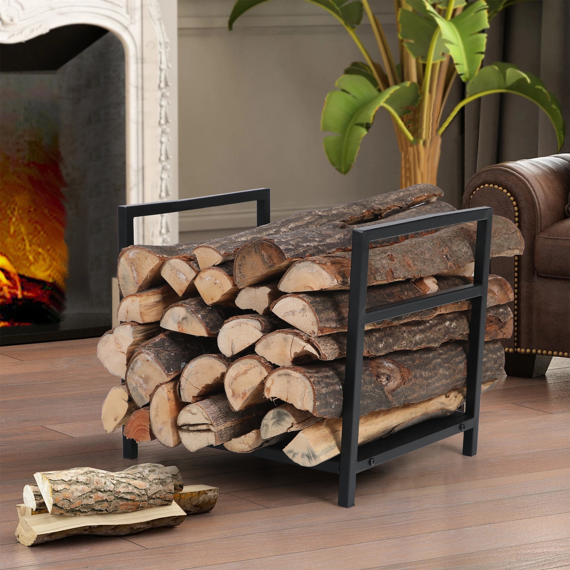 PHI VILLA 16 Inch Indoor/Outdoor Firewood Racks Log Rack, Wavy