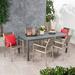 Cape Coral Outdoor Modern 6 Seater Aluminum Dining Set with Tempered Glass Table Top by Christopher Knight Home