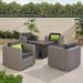 Puerta Outdoor Wicker and Aluminum 5-pieace Swivel Chair and Fire Pit Set with Cushions by Christopher Knight Home