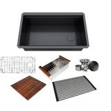 Kingsman Hardware Stainless Steel 32" L x 19" W Undermount Kitchen Sink w/ Basket Strainer Stainless Steel in Black/Gray | Wayfair WSF3219-BLK