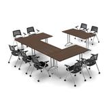 The Twillery Co.® Albritton 9 Person Conference Meeting Tables w/ 9 Chairs Complete Set Wood/Metal in Black/Brown/Gray | Wayfair