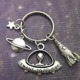 Anthropologie Jewelry | New Alien Ufo Outer Space Keychain | Color: Silver | Size: Os