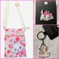 Disney Bags | Loungefly Disney Aristocats Marie Crossbody Bag, Enamel Pin & Keychain Set! | Color: Pink/White | Size: 3 Pc. Set