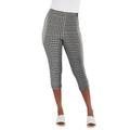 Plus Size Women's Everyday Capri Legging by Jessica London in Ivory Houndstooth (Size 26/28)