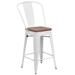 24" High Metal Counter Height Stool with Back and Wood Seat - 17.75"W x 20"D x 39.25"H - 17.75"W x 20"D x 39.25"H