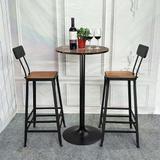 Homall Bistro Pub Table Round Bar Height Cocktail Table Metal Base MDF Top Obsidian Table with Black Leg 23.8inch Top - N/A