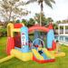 Outsunny 4-in-1 Kids Inflatable Bounce House Jumping Castle with 2 Slides, Climbing Wall, Trampoline, & Water Pool Area