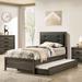 Aury Transitional Grey Wood Tufted 2-Piece Panel Bed and Trundle Set by Furniture of America