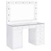 Coaster Furniture Percy White 7-drawer Glass Top Vanity Desk with Lighting