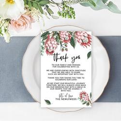 Koyal Wholesale Boho Protea Florals Wedding Thank You Place Setting Cards For Table Reception, Dinner Plates, Family, Friends, 56-Pack | Wayfair