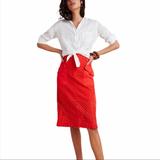 Anthropologie Skirts | Anthropologie Tanya Eyelet Midi Skirt Nwot Sz 10 | Color: Red | Size: 10