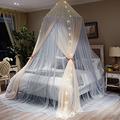 Children Bed Canopy with Star Lights, Princess Gauze Mosquito Net, Cotton Dome Mosquito Net for Baby, Fit The Baby Crib, Kids Bed, Girls Bed or Full Size Bed (Blue)