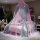 Children Bed Canopy with Star Lights, Princess Gauze Mosquito Net, Cotton Dome Mosquito Net for Baby, Fit The Baby Crib, Kids Bed, Girls Bed or Full Size Bed (Pink)