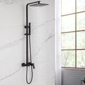 MODLAND Matte Black Wall Mounted Exposed Install Shower System w/ 9.84 Inch Luxurious Rainfall Shower Head System | 0.1 H x 9.84 W in | Wayfair