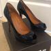 Gucci Shoes | Gucci Vernice Crystal Nero Peep Toe Pump | Color: Black | Size: 8.5