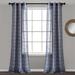 Farmhouse Textured Grommet Sheer Window Curtain Panels Navy 38X95 Set - Lush Decor 16T007619