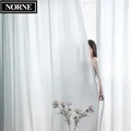 NORNE – Rideaux transparents en mousseline de soie ou tulle couleur unie voile pour salon chambre