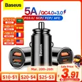 Baseus – chargeur de voiture USB 4.0 QC4.0 QC3.0 QC SCP 5A PD Type C 30W Charge rapide pour