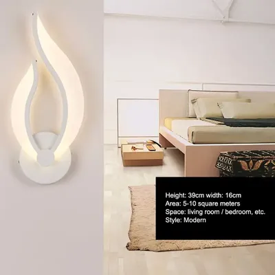 Applique moderne pour lumière LED en acrylique en forme flamme pour salle bain chambre salon
