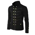 Veste Vintage Steampunk à Col Montant pour Homme Manteau Style Gothique Militaire Médiéval Rock