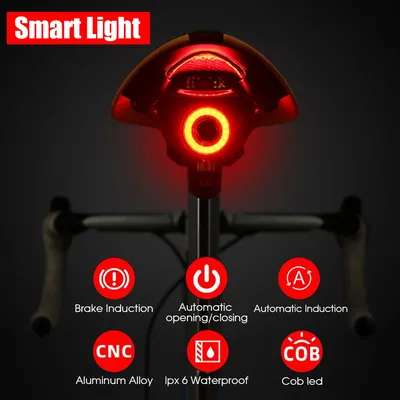 Enquêter arrière de vélo aste intelligent détection de freinage automatique feu arrière LED