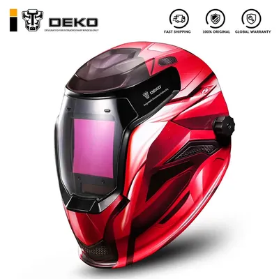 DEKO – cagoule de soudure électrique rouge avec obscurcissement automatique MIG MMA pour