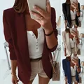 Blazer à Manches sulfpour Femme Veste Imbibée Blazer Féminin Bleu Marine Blanc Automne