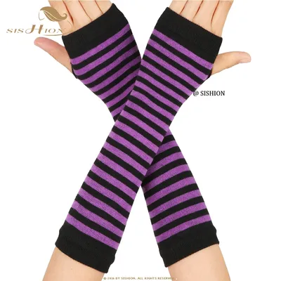 SISHION – gants tricotés sans doigts pour les poignets les bras et les mains manches longues
