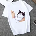 2021 nouveau drôle Kawaii chat imprimé femmes t-shirt Harajuku t-shirt style coréen femme amusant