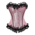 Corset et bustier en satin rose pour fille garniture en dentelle serre-taille Y rouge 6XL