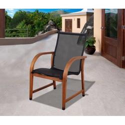 Lark Manor™ Alyisa Wood Finish Modern Patio Dining Chair Set Of 2 in Black | 37 H x 22 W x 25.8 D in | Wayfair A79594FE9128411C86F8DE37DE5F6EB7