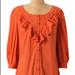 Anthropologie Tops | Anthro Maeve Nicoleta Ruffle Blouse Size 0 | Color: Orange | Size: 0