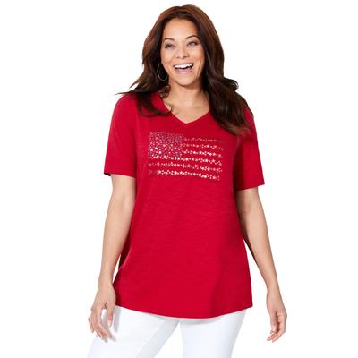 Plus Size Women's Stars & Shine Tee by Catherines in Red Flag (Size 4X)