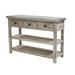 47.5” Biege Lightly Distressed Decorative Table/shelves/drawers