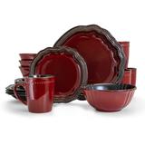 16 Piece Luxurious Stoneware Dinnerware with Complete Setting for 4, 16pc
