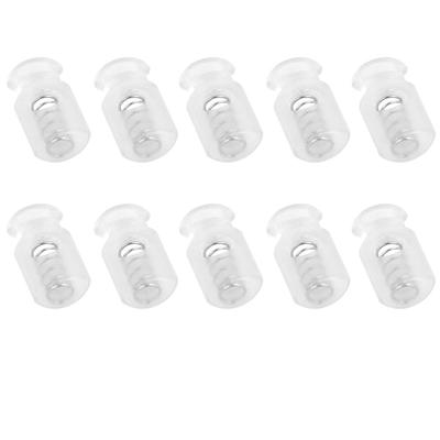 10 x Clear White 7mm Dia Single Hole Barrel Rope Cord Locks Stoppers - Clear White