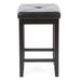 Set of 2 - Black 24-inch Backless Barstools with Faux Leather Seat - 24'' H x 15'' W x 15'' D