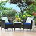 3-Piece Outdoor Ergonomic Wicker Patio Furniture Set