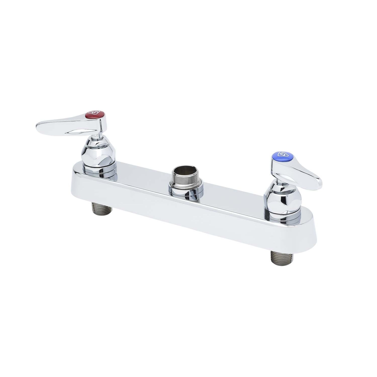 T and S Brass Deck Mounted Workboard Faucet with 8" Centers and Lever