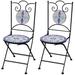 vidaXL Folding Bistro Chairs 2 pcs Ceramic Blue and White - 14.6" x 17.3" x 35"