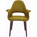 Mid Century Modern Upholstered Organic Dining Armchair with Wooden Walnut Legs