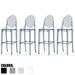 Set of 4 Smoke Modern 30" Seat Bar Stool Counter Height With Back Transparent Crystal Kitchen Home Restaurant Commerical