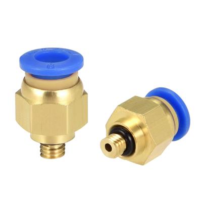 8Pcs Pneumatic Straight Quick Fitting 6mm Thread M5 One Touch Hose Connector - Gold Tone,Blue