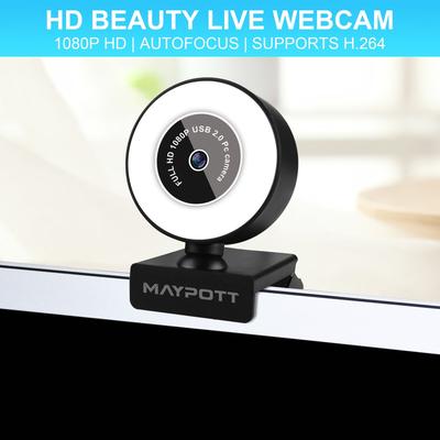 HD 1080P Webcam with Microphone USB Autofocus Camera 3 Gear Light Video Call Tripod - S