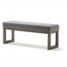 Modern Wood Frame Accent Bench Ottoman with Grey Upholstered Fabric Seat - 44.1 x 14.4 x 18.4 inches