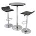 3 Piece Modern Dining Set with Bistro Table and Two Stools - 25.2" H x 15.1" W x 15.1" D