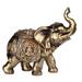 Q-Max 4.75"W Brass Thai Elephant with Trunk Up Statue Feng Shui Decoration Religious Figurine