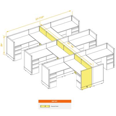 System Furniture 39H 6pack Cluster Powered Cubicles