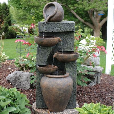 Cascading Earthenware Pottery Outdoor Water Fountain 39" Patio Feature