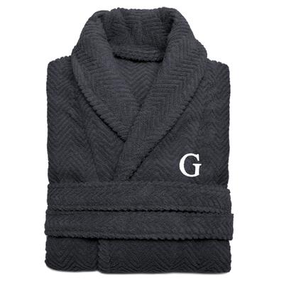 Authentic Hotel and Spa Turkish Cotton Charcoal Monogrammed Unisex Bath Robe